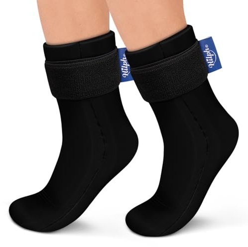 Hilph Cold Therapy Socks for Hot Feet - Reusable Ice Pack Cooling Foot Wrap - Cold Therapy Compression Ice Sock for Heel, Ankle, Feet - Plantar Fasciitis, Achilles Tendonitis - 2 Black