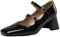 HSyc JRX Womens Mid Block Heels Court Shoes Patent Leather Heeled Pumps 6.5 UK Black