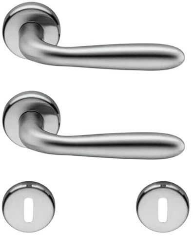 Brackle Coppia di Maniglie per Porte Interne, Modello Patri A Goccia Cromo Satinato