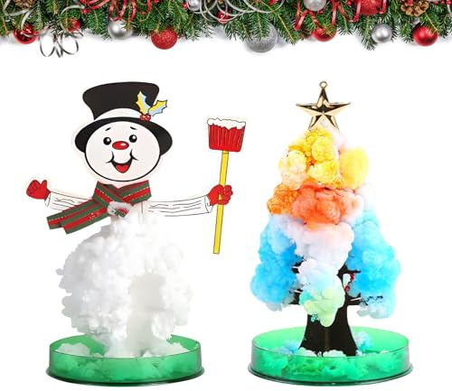 SilverChry 2 stycken magisk växande julgran, magiskt pappersträd, mini julgran, dekoration, gör-det-själv växande julgran för pojkar och flickor, rolig