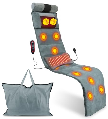 Zorpupoa Full Body Massage Mat with Heat, Multiple Modes Vibration Massage Pad Neck Massager Lumbar Pillow Massage Mats for Full Body with 10 Vibration Motors 3 Timers for Home Office Use