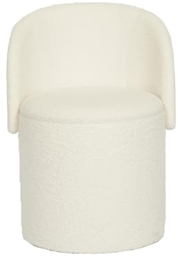 GC GAVENO CAVAILIA Boucle Round Stool Ottoman Storage Box | Vanity Stool With Storage Hidden Removable Lid, Ottoman Folding Stool Foot Rest Bench Seat Chair For Living Room, Bedroom, Off White