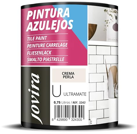 JOVIRA PINTURAS Pintura para Azulejos al Agua, Ultramate. Da una imagen nueva a tu cocina y baño. (750 Mililitros, Crema Perla) - T