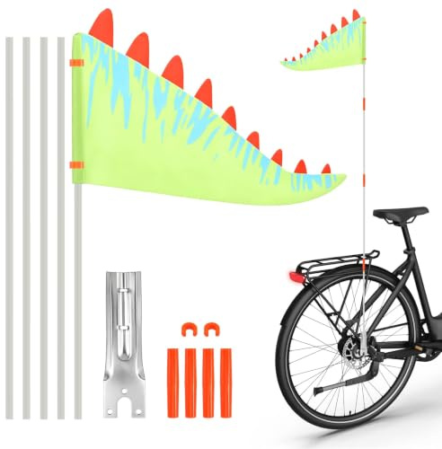 Cykelvimpel, flagga cykelsläp justerbar, cykel säkerhetsvimpel med vimpelstång grön säkerhetsflagga varningsflagga för cykling utomhus