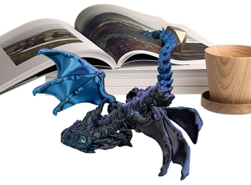 Toy Dragon, Kids Dragon Toys - 3D -tryckta flexibla flygande drakefigurer | Executive Desk Fidget Toys, Home Desktop Display Decor för Bookhelf Desktop eller skåp