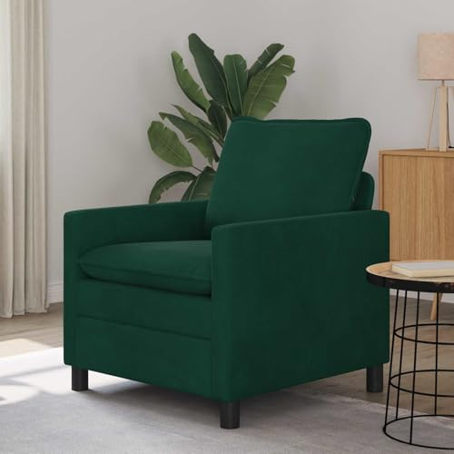 Ziaphsol mörkgrön sammetssoffa 76 x 81 x 87,5 cm med metallram, modern design för vardagsrum, kontor, lounge, hållbar, lättskött, ergonomisk, med sömnfunktion, för mysig avkoppling