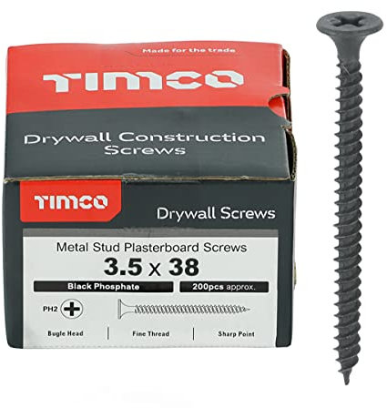 TIMco PH2 Boîte de 200 vis à tôle pour cloison sèche Noir, 00038DRYS