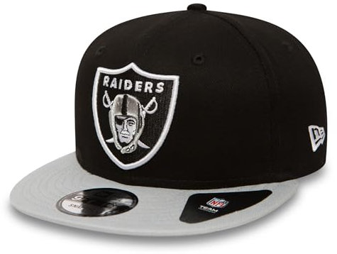 New Era Las Vegas Raiders NFL Cotton Block Schwarz Grau Verstellbare 9Fifty Snapback Cap - S-M (6 3/8-7 1/4)