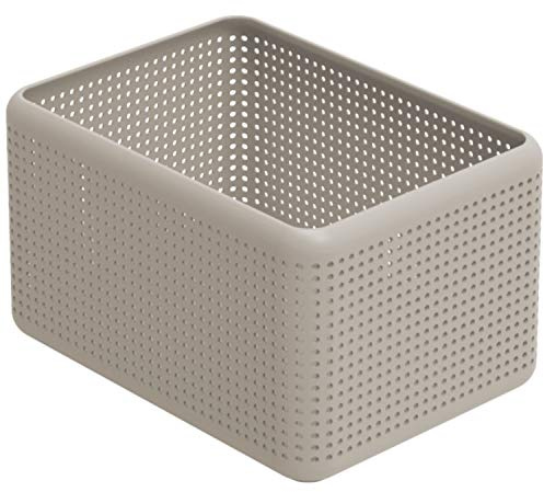 Rotho Madei Scatola di Stoccaggio, Plastica (PP Riciclato) senza BPA, Beige (Cappuccino), 13 L, 32.6 x 23.8 x 18.8 cm