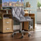 Vida Designs Geo Office Computer Chair, Grey, Gaming Secretary Adjustable Swivel Legs Lift Chrome PU Faux-Leather