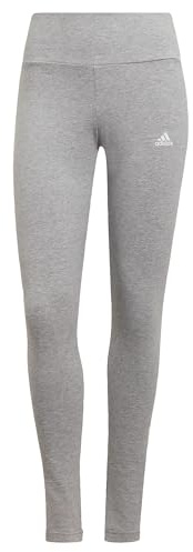 adidas Damen Essentials High-Waisted Logo Leggings, Medium Grey Heather/White, XS