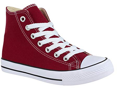 Elara Unisex Sneaker Sportschuhe High Top Turnschuh Chunkyrayan 014-A Wine-41