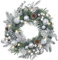 Valery Madelyn 18 Zoll/46 cm Weihnachtskranz für Haustür Türkranz mit Weihnachtskugeln und Tannenzapfen, Weihnachtsriff mit 15 LED-Lichtern und Timer-Funktion für Weihnachtsdeko Silber Weiß