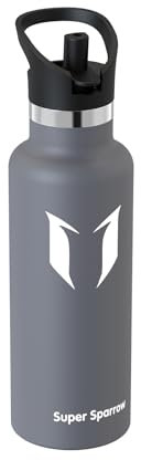 Super Sparrow Trinkflasche Edelstahl - Ultraleicht Thermobecher - 500ml - Standardmund Stroh-Deckel - BPA-Frei Thermoskanne, Thermosflasche für Sport, Travel, Schule, Outdoor