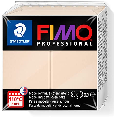 STAEDTLER ofenhärtende Modelliermasse FIMO Professional, beige, Normalblock 85g, Feste Konsistenz für Filigrane Arbeiten, speziell für Profis und Künstler, 8004-44