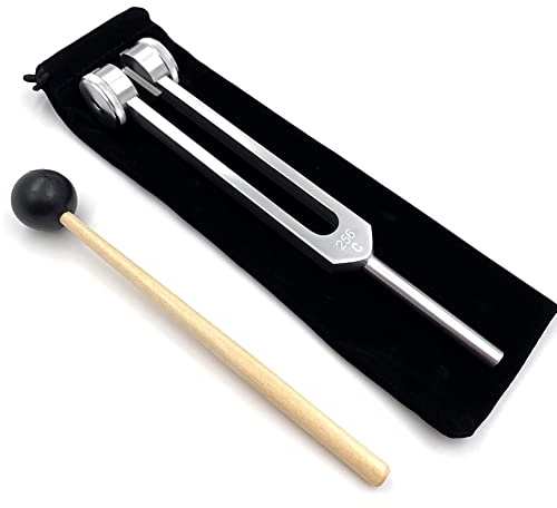 Duendhd 256 Hz 256 C Diapasón de aleación de aluminio con martillos para pruebas del nervioso, terapia de curación de sonido, cuidado de