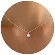 Tewiky Necklace for Women, Sterling Silver Plated Pendant Necklaces Dainty Small Cute Necklaces Aesthetic Simple Pendant Necklace Jewelry for Women