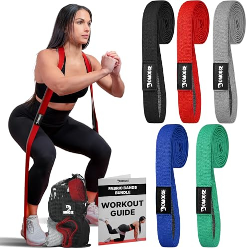 DMoose Fabric Resistance Bands for Working Out, Long Workout Bands, Pull Up, Thick Cloth, Long Resistance Band, Non Slip Long Bands for Working Out (Pack of 5)