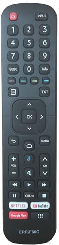 Nouveau ERF2F60G Télécommande pour Hisense Smart Android TV HE32E5620FHATS 40A35EEAS 32A56E 40A56E(sans Fonction Vocale)