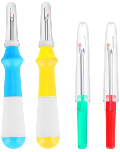 Aruicheng Nähen Nahttrenner 4 Stück Nahtauftrenner mit Schutzkappe Seam Ripper Set Groß & Klein Nahttrenner Nähzubehör zum Öffnen von Nähten und Säumen