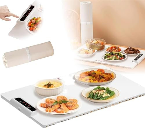 HEAXIY Bandeja Calentadora Eléctrica con Temperatura Ajustable, Bandeja Calentadora Eléctrica Plegable Mejorada, Bandejas Calentadoras para Fiestas de Buffet para Mantener La Comida Caliente