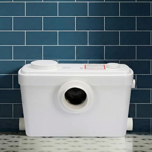 Baystone 600W Domestic Sanitary Macerator Pump – 3 Inlets Waste Water System for Toilet, Shower, Sink & Bath Quiet High-Pressure Sewage Pump IP55 Rated, CE Certified