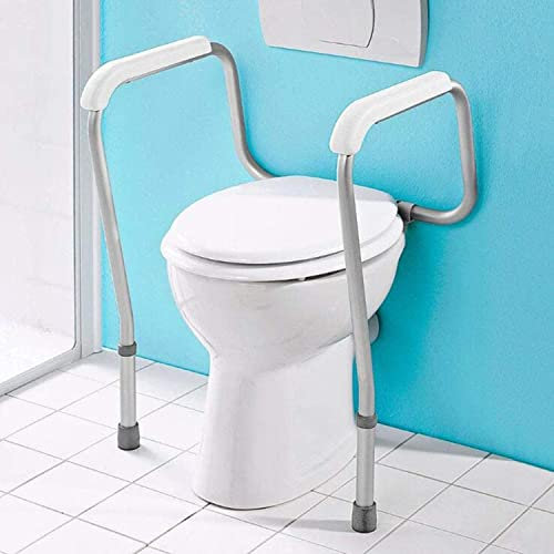 Telaio di sicurezza in alluminio regolabile in altezza per aiutare anziani disabili – telaio leggero antiscivolo per WC, supporto sedile vasca