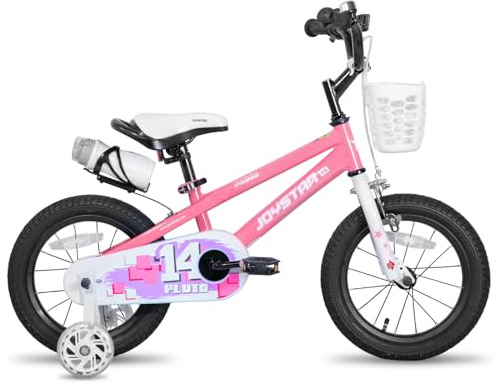 JOYSTAR Pluto Kids Bike - Bicicleta infantil de 16 pulgadas para niños y niñas de 4 a 7 años, bicicletas infantiles con ruedas estabilizadoras, rosa