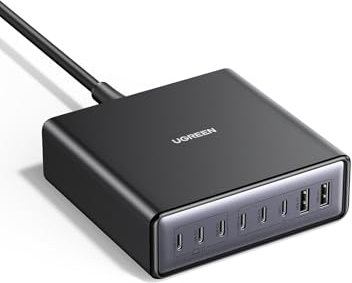 UGREEN USB C Ladegerät 200W GaN Netzteil 8-Port Desktop Ladestation PD Charger 100W Schnellladegerät mehrfach unterstützt PPS kompatibel mit MacBook Pro/Air, iPhone Serien, Galaxy Serien usw.