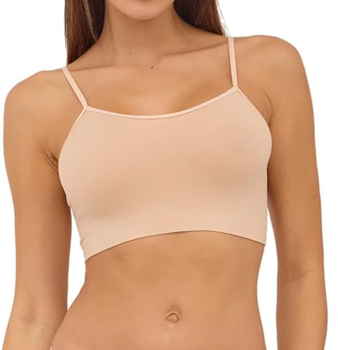Assoluta Sujetador deportivo sin costuras con tirantes finos, bonito, suave, cómodo, fitness, sin costuras laterales, cerca del cuerpo