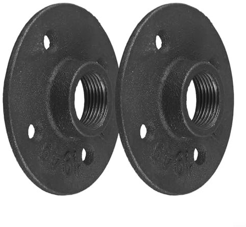 Flangia in ferro verniciato nero, confezione da 2, progettata per tubi da 3/4 con connessione filettata affidabile