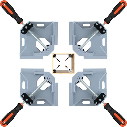 4PCS 90° Right Angle Corner Clamps for Woodworking, Cabinet Assembly, Drawer and Frame Construction, Welding Heavy Duty Aluminum Alloy Adjustable Clamp Tools with 2.75 Capacity
