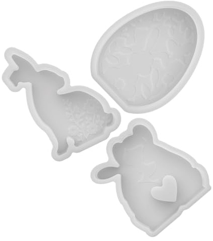 Zerodeko Stampo per Candele Pasquali in Silicone 3 Pezzi a Forma di Coniglietto e Uova 3D Stampo per Colata Resina per Decorazioni Primaverili e Artigianato Fai da Te