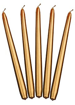 PartyDeco Spitzkerze 24 cm 10Stk. | Gold Metallic