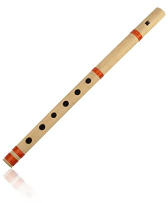 14 Inch Authentic Indian Wooden Bamboo Flute in 'B' Key Fipple Woodwind Musical Instrument Recorder Traditional Bansuri Handcrafted Novelty Decoratives & Collectibles