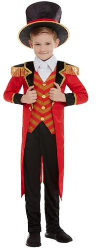 SMIFFYS Costume da presentatore, rosso, con giacca, camicia finta, pantaloni e cappello Halloween