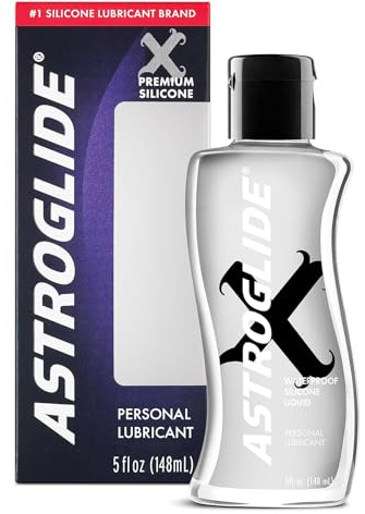 Astroglide Silicone Lube (5oz), X Premium Personal Lubricant for Vaginal and Anal Sex, Silky Lube, Waterproof for Water Play