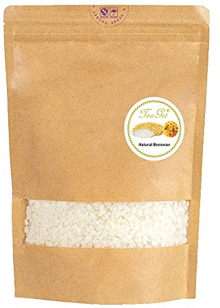 TooGet 100% Pura Pellets de Cera de Abeja Blanca, Natural Grado Cosmético, Ideal para la Producción de Artesanías y Velas - 400g