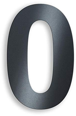 Metzler Hausnummer aus massivem Stahl in Anthrazit - RAL 7016 Anthrazitgrau Feinstruktur Pulverbeschichtet - Schrift Arial - Höhe 20 cm - Ziffer 0