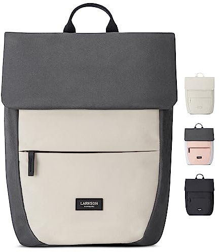 Larkson Rucksack Damen Klein Beige Schwarz - Ronja - Moderner Tagesrucksack mit Laptopfach für Uni Business City - 10L - Nachhaltig - Wasserabweisend