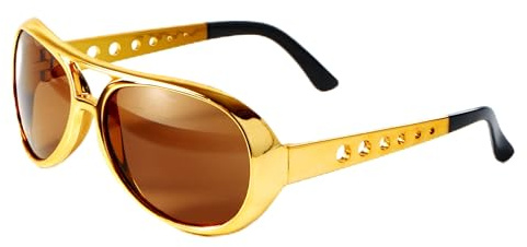 Spooktacular Creations Gold Sunglasses Disco Glasses, 50’s 60’s 70's Glasses for Halloween Party Costume Rockstar Accessories, Gold Celebrity Sunglasses for women and men