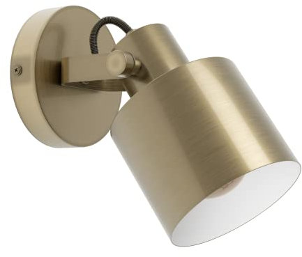 EGLO Wandleuchte innen Southery, Wandlampe mit beweglichem Spot, eleganter Wandstrahler aus brüniertem Metall, Flur und Wohnzimmer Lampe mit E27 Fassung
