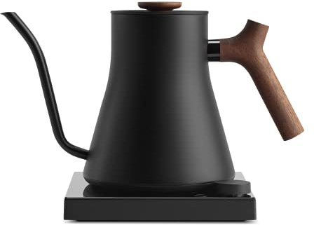 Fellow Stagg EKG Pro Studio Edition Electric Gooseneck Kettle - Pour-Over Coffee, Tea, Quick Heating, Precise Temperature Control, Scheduling, Built-in Brew Timer-Matte Black with Walnut Handle, 0.9 L