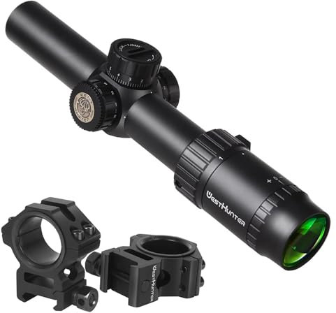 WestHunter Optics HD 1-6x24 IR Riflescope, 30mm Tube Red Green Illuminated Reticle Second Focal Plane Tactical Precision 1/5 MIL Shooting Scope | Reticle-B, Picatinny Shooting Kit C