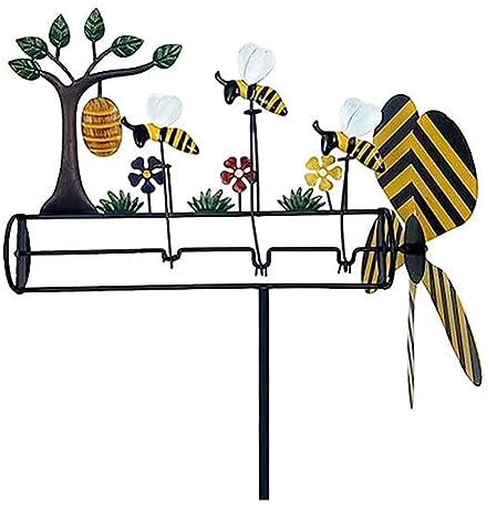 Pinafresa Nouveau métal abeille, 3 petites abeilles, jardinage, moulin à vent décoratif, décoration de jardin en plein air