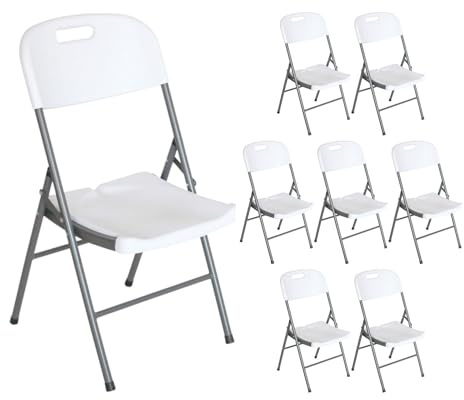 THINIA HOME Pack 8 Sillas Plegables Blancas con Asa 47x58x87cm