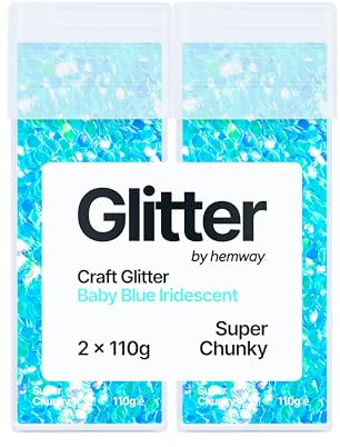 Hemway Craft Glitter Shaker Baby Blue 110g x2 Pack Super Chunky | for Resin & Epoxy Crafts, Christmas Art Supplies, Nail, Body, Face, Eye, Festival, Crafting, Slime, Sparkle