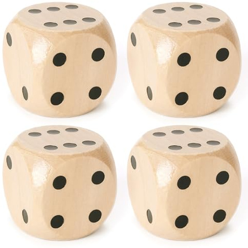 DHSBGWSX Juego de 4 dados de madera, juegos de mesa, dados de seis lados, dados de madera maciza, para juegos de mesa