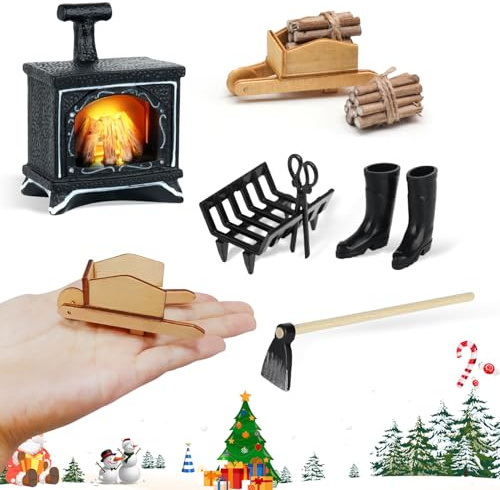 1/12 Accessoires Maison Mini Maison Cheminée Mini Accessoires de Meubles Kit d'Accessoires Miniatures Maison Miniatures Bricolage