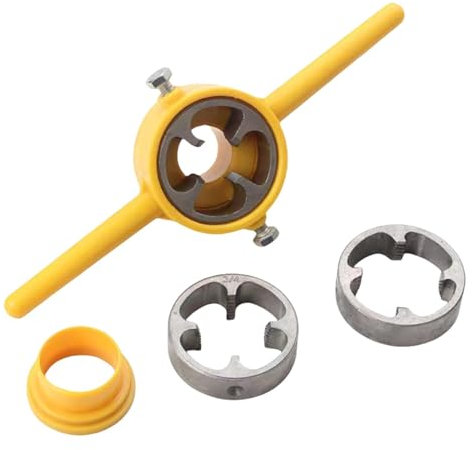 Outil de filetage de tuyau - Kit de filetage en PVC avec 6 enfile-tuyaux, 1/2, 3/4, filières de 1, filières rondes réutilisables avec clé à molette, filetage